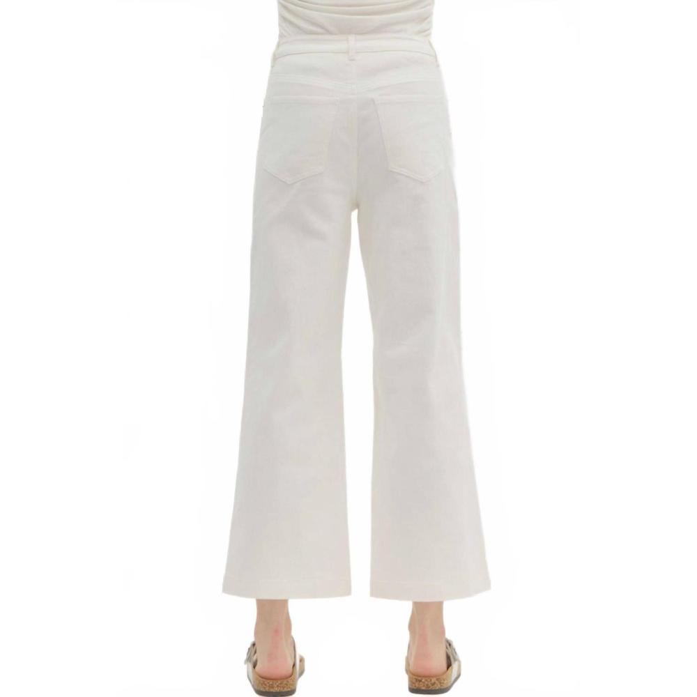 NEW ENTRO stud embellished high waisted pants in off white - Picture 3 of 4